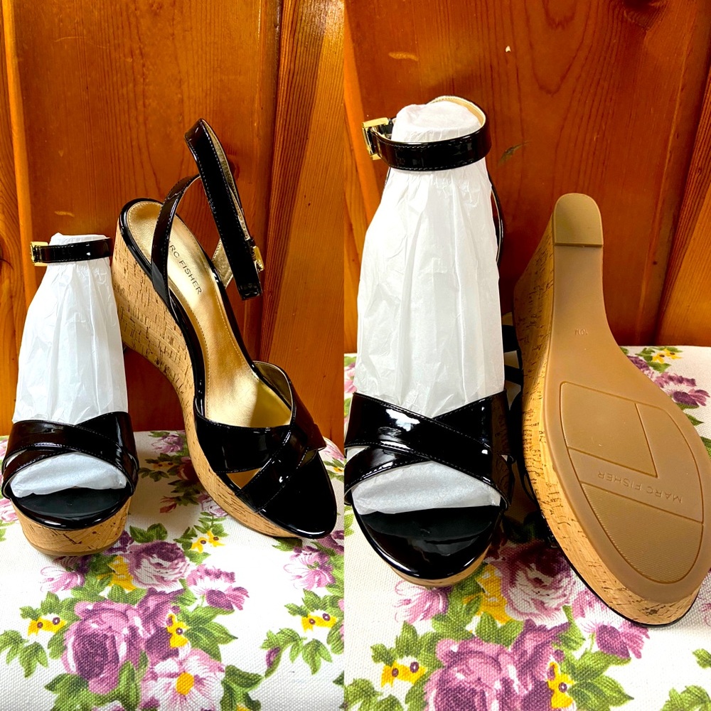 Marc Fisher Black Patent leather Wedges